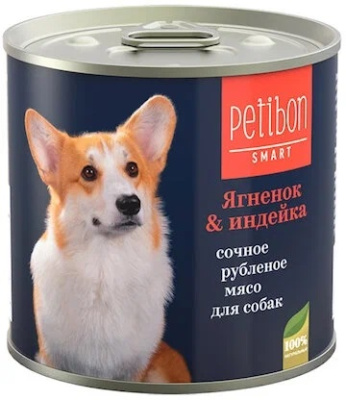 Корм консервированный для собак Petibon Smart "Рубленое мясо с ягненком и индейкой " 240г