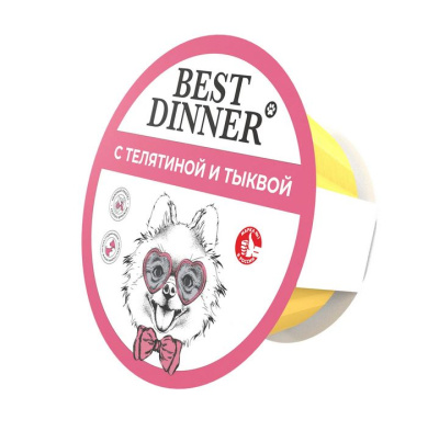 Best Dinner для собак ПАШТЕТ телятина и тыква 100г