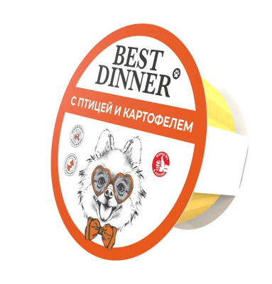 Best Dinner для собак ПАШТЕТ с птицей и картофелем 100г