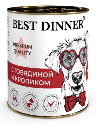 Best Dinner для собак Premium меню №3 с говядиной и кроликом 340г