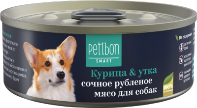 Корм консервированный для собак Petibon Smart "Рубленое мясо с курицей и уткой", 100 г