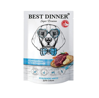 Влажный консервированный корм для собак и щенков Best Dinner Рубленная говядина с овощами 0,34 кг