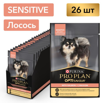 Pro Plan влажный корм для собак мелких пород при чувствительном пищеварении с лососем 85г