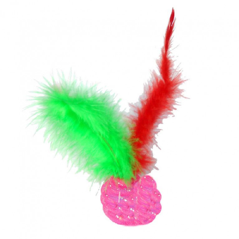 Игрушка GOSi для кошек "Шар с перьями" звенящий