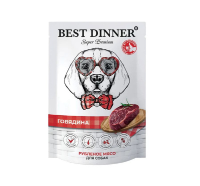 Влажный консервированный корм для собак и щенков Best Dinner Рубленная говядина 0,34кг