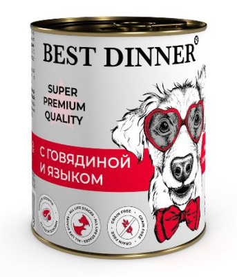 Best Dinner для собак Мясные деликатеcы говядина с языком 340г
