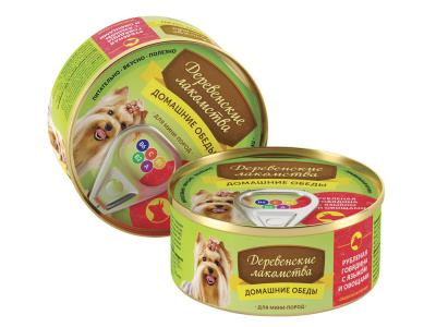 Деревенские лакомства "Домашние обеды" Рубленая говядина с языком и овощами банка, 100 гр