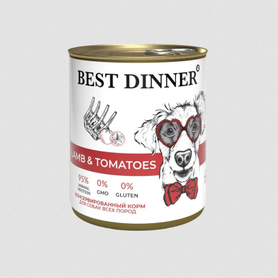 Best Dinner Super Premium Консервы для взрослых собак и щенков всех пород, Ягненок с томатами - 850 гр
