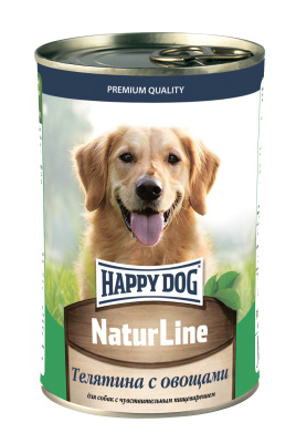 Happy Dog NaturLine Консервированный корм для собак Телятина с овощами 410 гр