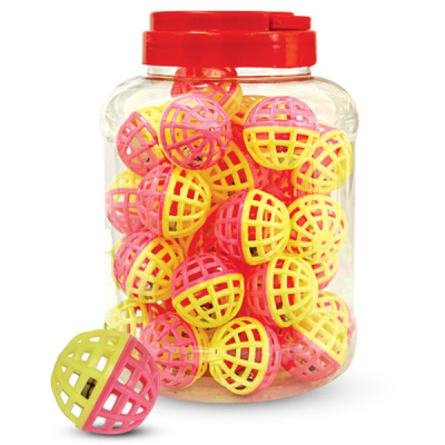Игрушка для кошек "Мяч-погремушка", желто-розовый, d40мм, Triol