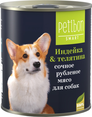 Корм консервированный для собак Petibon Smart "Рубленое мясо с индейкой и телятиной " 240 г