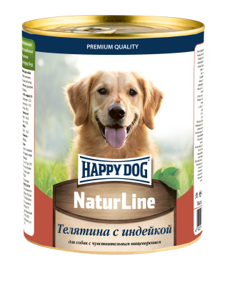 Happy Dog NaturLine Консервированный корм для собак Телятина с индейкой 970 гр