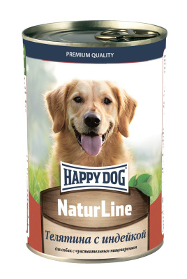 Happy Dog NaturLine Консервированный корм для собак Телятина с индейкой 410 гр