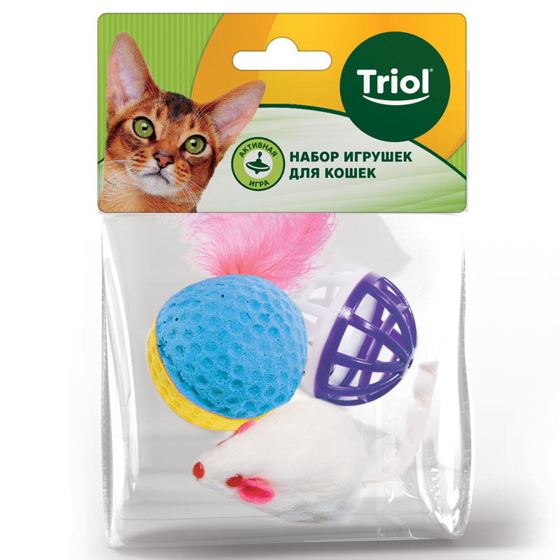 Игрушка д/кош. "Набор игрушек Активная пара" 5 (мяч, мышь, шар)