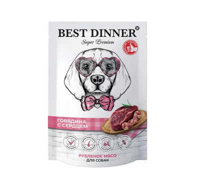 Влажный консервированный корм для собак и щенков Best Dinner Рубленная говядина с сердцем 0,34 кг